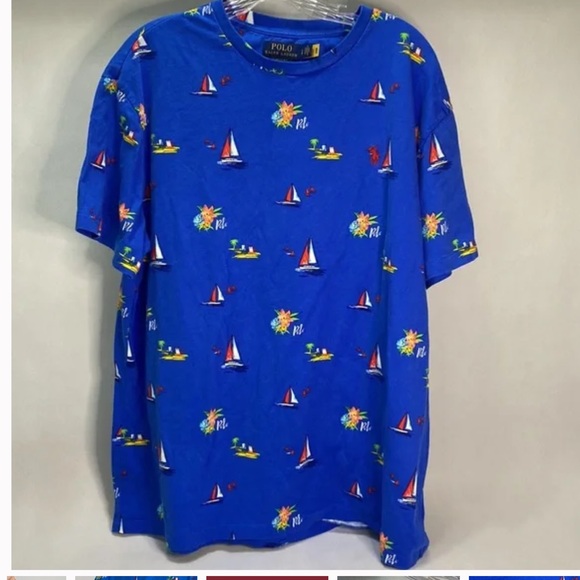 NWT Polo Ralph Lauren Classic-Fit Tropical Print Jersey Short-Sleeve Tee - Picture 3 of 5